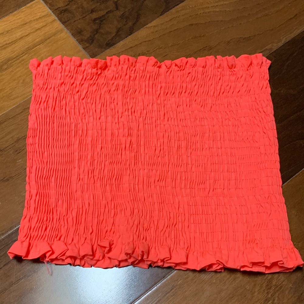 Coral color elastic shirring tube top